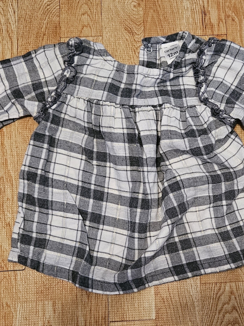 Carter's Black & White Plaid Half Button-Down Shirt
